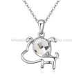 Naughty Dog Design Crystal Necklace Silver Chain Necklace For Girls